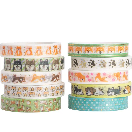 Miniatura 2 de YUBBAEX Juego de 10 rollos de cinta washi brillante, 8mm de ancho, de lámina dorada decorativa para manualidades, álbumes de recortes, planificador