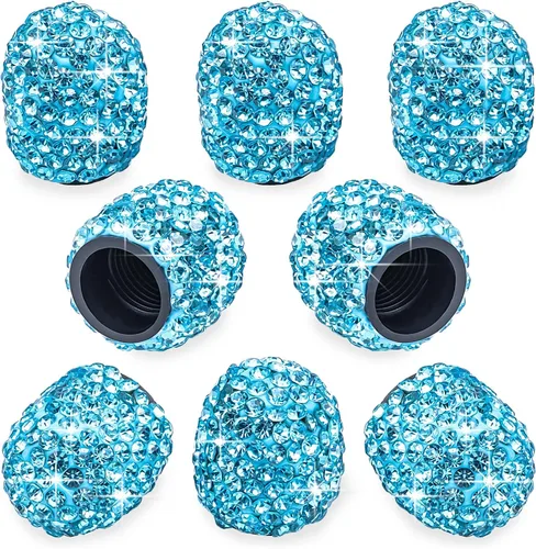 Miniatura 37 de 8 PCS Tapas de Válvula de Vástago de Neumático con Diamantes de Cristal Brillante, Tapas de Válvula de Neumático de Coche a Prueba de Polvo Blanco