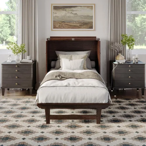 Miniatura 6 de AFI, Northfield Murphy Bed - Baúl de cama Twin XL con colchón de 6", cajón de almacenamiento y cargador USB integrado, ámbar quemado