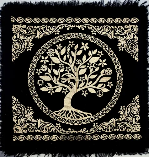 Miniatura 18 de CRAFT KALA Tela de altar planetas espirituales, estrellas rituales y galaxia, hermoso sistema solar, sistema solar, oro y plata, 24 x 24 pulgadas