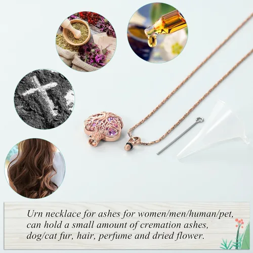 Miniatura 61 de Imrsanl Collar de urna de árbol de la vida con forma de corazón, joyería de cremación para hombres y mujeres, recuerdo, joyería conmemorativa