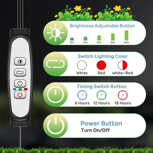 Miniatura 3 de SDOVUERC Tri-Heads - Luces de cultivo para plantas de interior, luces de espectro completo para cultivo en interiores con cuello de cisne ajustable