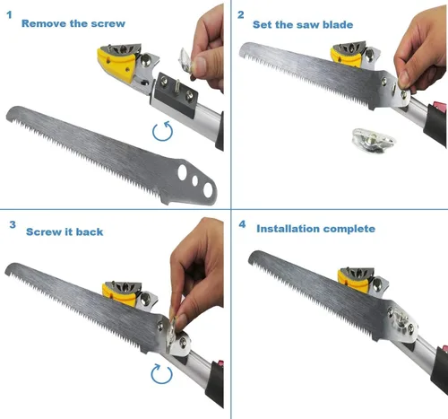 Miniatura 3 de Podadora de árboles de 4.4-7.2 pies 2 secciones extensibles 4 nodos ajustable, Cortar y mantener la poda recortadora, Sierra de poste de largo