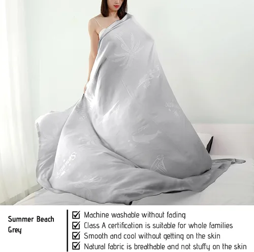 Miniatura 7 de Mantas de hielo de verano, manta de hielo para personas que duermen con calor y sudores nocturnos, manta de verano con aire acondicionado, manta Gris