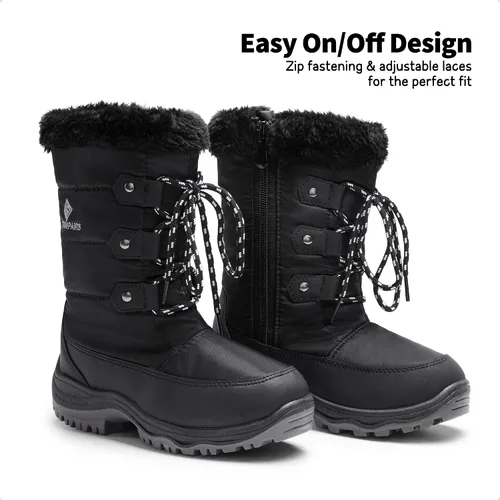 Miniatura 5 de DREAM PAIRS Botas de nieve de invierno antideslizantes con forro de piel sintética hasta la rodilla para niños y niñas