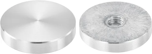 Miniatura 17 de uxcell M6 Rosca 0.787 in de diámetro de forma redonda de aluminio disco hardware 1pcs, aluminio círculo disco vidrio adaptador superior para mesa