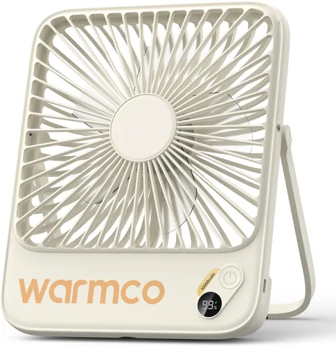 Miniatura 11 de Warmco - Ventilador de viaje portátil de 10000 mAh de 7 pulgadas, hasta 24 horas de funcionamiento, ultra delgado, silencioso y recargable
