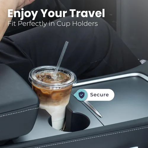 Miniatura 6 de Fit Meal Prep Paquete de 100 tazas de plástico para café helado de 32 onzas con tapas planas y pajitas transparentes, vasos transparentes