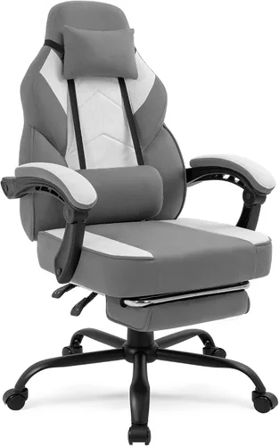 Miniatura 17 de Gaming Chair with Footrest Fabric Gaming Chair for Adults with Massage Lumbar Support, High Back Ergonomic Computer Chair, Pocket Spring Cushion