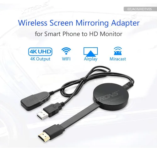 Miniatura 2 de XTRONS Adaptador de pantalla inalámbrico 4K Airplay Miracast Dongle para TV, pantalla WiFi dongle inalámbrico HDMI Dongle receptor de TV Adaptador