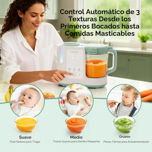 Miniatura 4 de Momcozy AutoMeal Procesador de Alimentos para Bebés – Procesador de Alimentos de Vapor y Mezcla Automática de Un Solo Paso, Taza Grande de 15 oz
