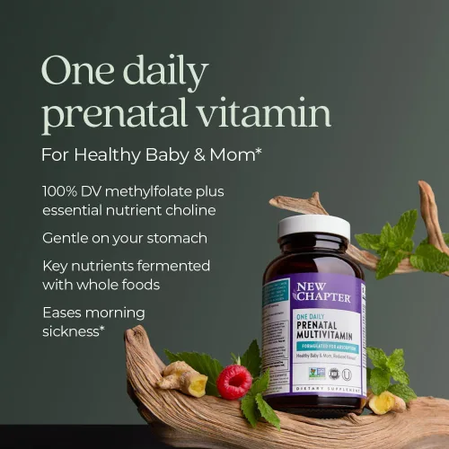Miniatura 4 de New Chapter Vitaminas multivitamínico prenatal con metilfolato + colina para mamá saludable bebé, uno diario, 60
