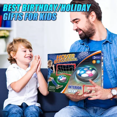 Miniatura 6 de Set de pelota de fútbol hover con 2 porterías - Fútbol recargable con energía LED, pelota flotante hover para interior/exterior, regalos de fútbol