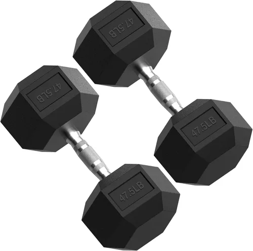 Miniatura 23 de PAPABABE HEX Juego de Mancuernas 2.5-125lb, Mancuernas de Gimnasio en Casa con Revestimiento de Goma, Mancuernas de Pesas para Ejercicio y Fitness
