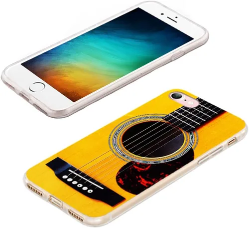 Miniatura 4 de Funda protectora completa delgada y suave de TPU transparente para iPhone SE 2022/2020, iPhone 8/7/6S/6 - Diseño de música divertida guitarra