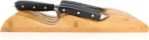 Miniatura 5 de ROYALHOUSE Bloque de Cuchillos de Bambú con Soporte, Respaldo para 9 Cuchillos, Organizador de Cajones para Cuchillos, Perfecto para Hogar y Chefs