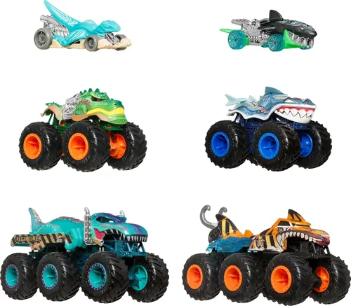 Miniatura 10 de Hot Wheels Monster Trucks, juego de 12 camiones monstruo de juguete fundidos a presión a escala 1:64 para niños y coleccionistas, los estilos pueden