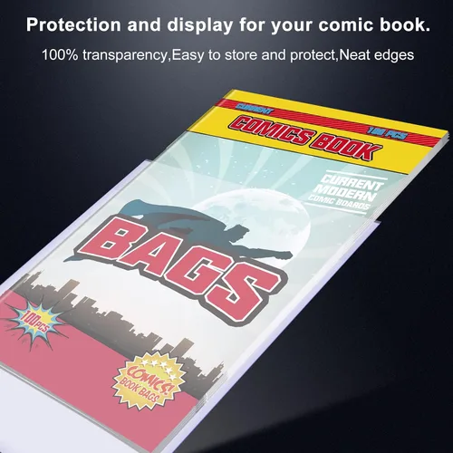 Miniatura 3 de KKU 200 bolsas para cómics actuales, Bolsas transparentes para cómics de 7.2 X 10.5 pulgadas, Fundas para cómics libres de ácido para almacenamiento