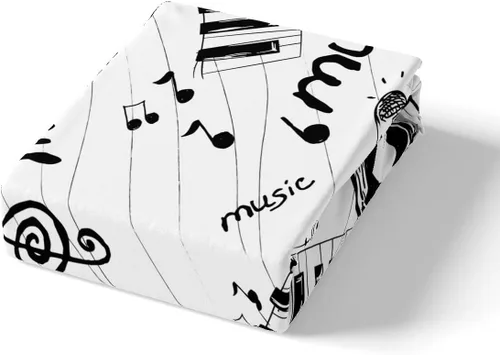 Miniatura 4 de Feelyou Juego de ropa de cama con temática musical en blanco y negro, funda de edredón para niños y niñas, diseño musical, funda de edredón