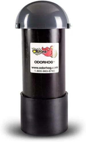 Miniatura 7 de OdorHog Filtro de Tubería de Ventilación 4 Tamaños, ABS Negro con Tapa de Hongo, Elimina Olores Sépticos y de Alcantarillado Exteriores