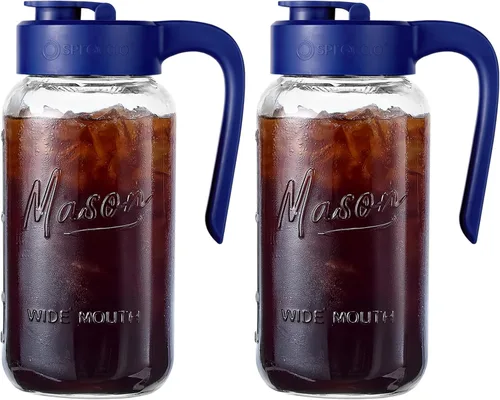 Miniatura 9 de Jarra Mason con Tapa - Jarra de Vidrio Hermética y a Prueba de Fugas con Tapa, Perfecta para Leche Materna, Infusión en Frío y Té de Sol, 2 Quart