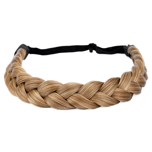 Miniatura 33 de Diadema clásica de cabello sintético trenzado, trenzas gruesas y anchas, extensión de cabello con elástico para mujeres y niñas, accesorio