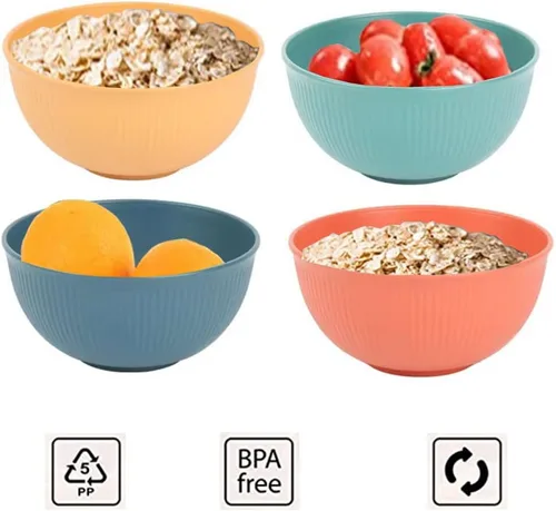Miniatura 8 de LRUUIDDE Tazones Irrompibles para Cereales de 24 oz - Juego de Tazones Ligeros Reutilizables de Fibra de Paja de Trigo - Seguros para Lavavajillas