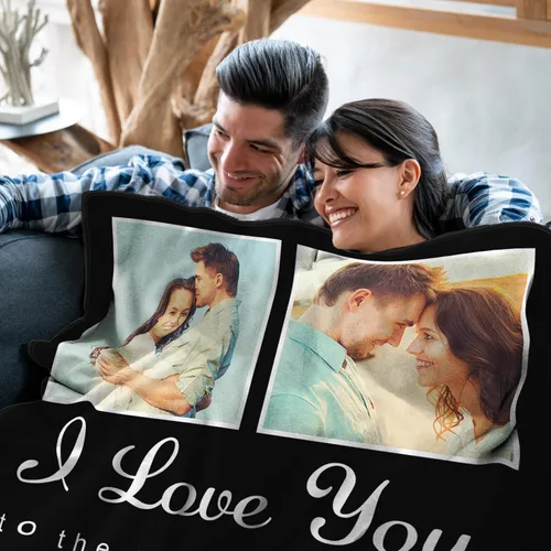 Miniatura 9 de Novgarden Regalos personalizados de San Valentín para parejas, mantas personalizadas para novio, manta personalizada con fotos, regalos para él Negro