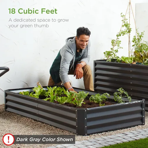 Miniatura 5 de Best Choice Products Caja de jardinera elevada de metal para exteriores de 6x3x1 pies para vegetales, flores, hierbas y suculentas - Verde oscuro