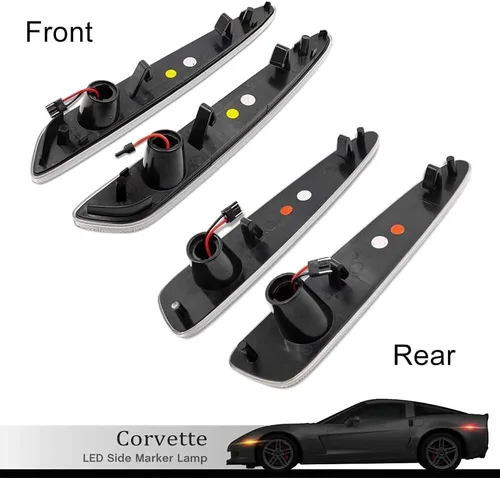 Miniatura 3 de 4 piezas de lentes transparentes ámbar/rojas delanteras traseras LED Kits de luces laterales para Chevy Corvette C6 2005 2006 2007 2008 2009 2010