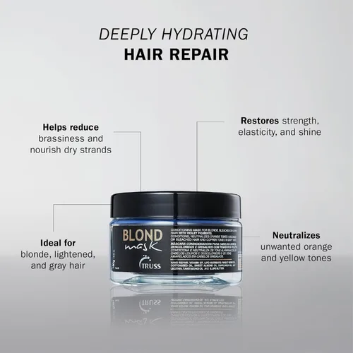Miniatura 2 de TRUSS Mascarilla rubia – Mascarilla capilar para cabello rubio, decolorado y gris – Promueve la hidratación adicional y neutraliza tonos naranjas