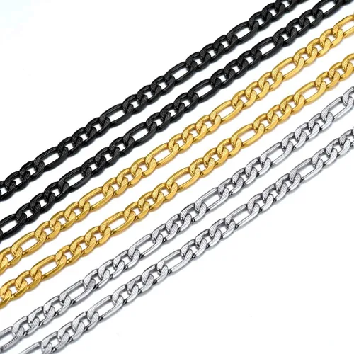 Miniatura 8 de PROSTEEL 316L Stainless Steel Figaro Chain Necklace for MenWomen, Black18K Real Gold Plated, 4mm to 13mm, 14inch to 30inch, Come Gift Box