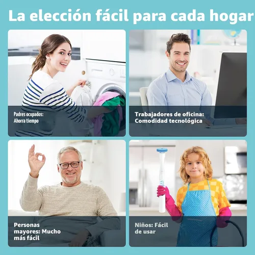 Miniatura 8 de AIR U+ Cepillo de inodoro eléctrico manos libres para personas mayores y hogares ocupados, no se dobla, limpia sin esfuerzo con cabezales
