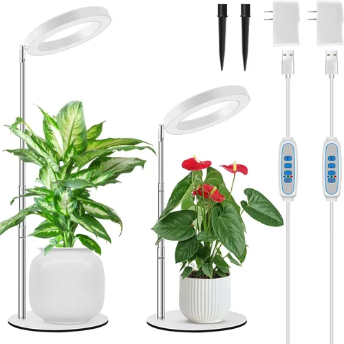 Miniatura 19 de Kullinss - Luz de crecimiento, 48 luces LED de espectro completo para plantas de cultivo en interiores con base desmontable, temporizador de Grano