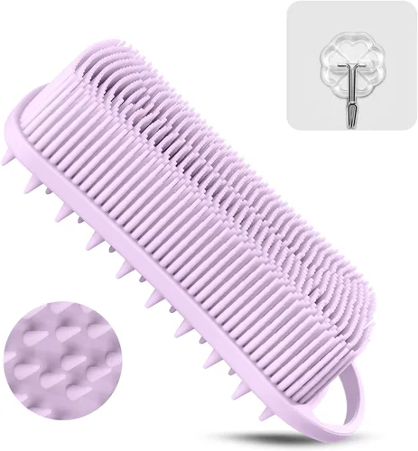 Miniatura 11 de Limpiador corporal de silicona, esponja para mujer, limpiador de ducha suave y exfoliante para baño, gel de goma para limpieza profunda, exfoliante