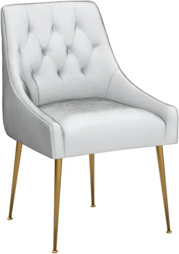 Miniatura 4 de Juego de 2 sillas de comedor modernas, sillas de mediados de siglo con cojines de 5.12 pulgadas y patas doradas, sillas de comedor tapizadas