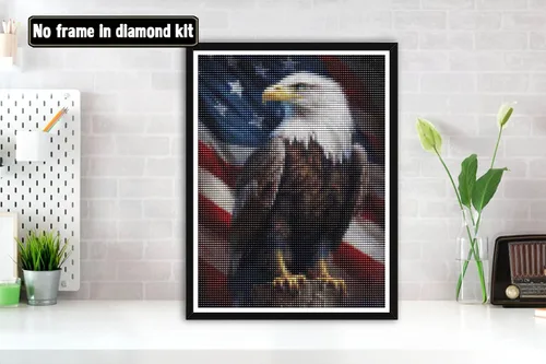 Miniatura 2 de Bimkole Kits de arte de diamantes 5D para adultos, bandera águila, taladro completo, juego de bordado de diamantes de imitación, pintura