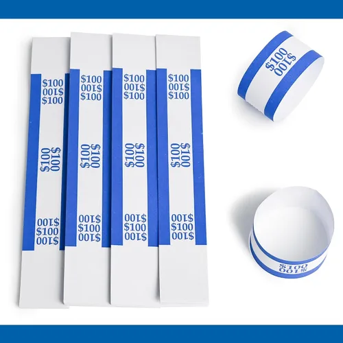 Miniatura 7 de L LIKED Paquete de 100 correas de moneda, envoltorios de billetes de dinero con autosellado (azul $100-100 PCS)