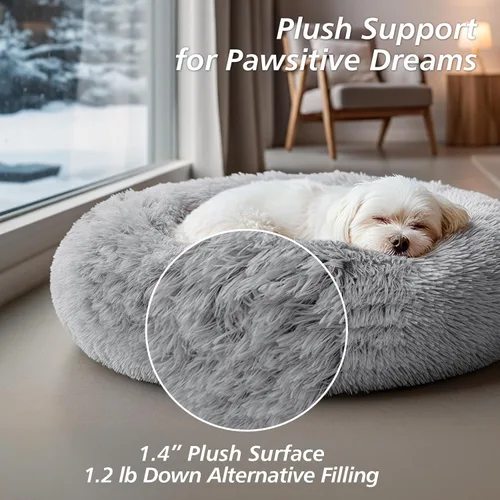 Miniatura 4 de JOLLYVOGUE Cama Calmante para Perros Pequeños - Cama para Perros Pequeños Lavable en Forma de Dona de 23 Pulgadas para Gatitos y Cachorros, Camas 01