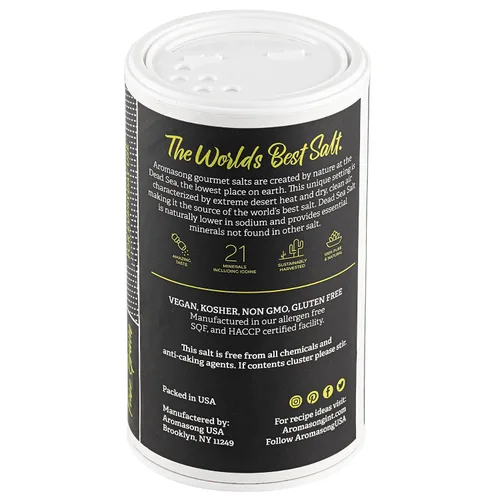 Miniatura 8 de Aromasong Sal marina 100% natural del mar muerto, sal de mesa de grano fino, 13 onzas. Salero de sal, 100% pura y natural, sin refinar, sin gluten
