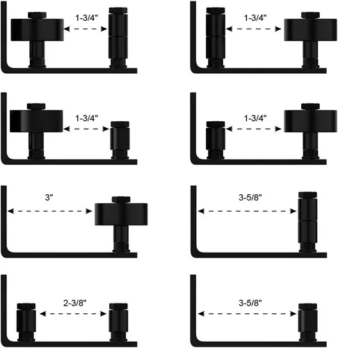 Miniatura 10 de WINSOON Guía de suelo para puerta corrediza de granero, accesorios montados en la pared para rodillos de estancia ajustables con parte inferior Negro
