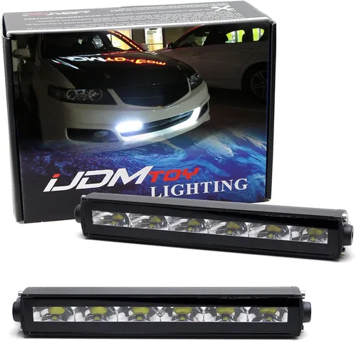 iJDMTOY, barra de luz diurna LED de ajuste universal de 7 pulgadas, xenón blanco de alta potencia, 30-SMD (DRL) con arnés de cableado