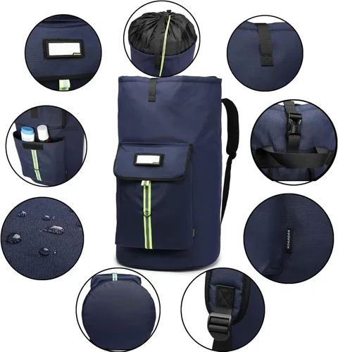 Miniatura 3 de mochila para colada, bolsas de lavandería extragrandes y resistentes, mochila para colada para estudiantes universitarios, cierre de cordón, Mochila