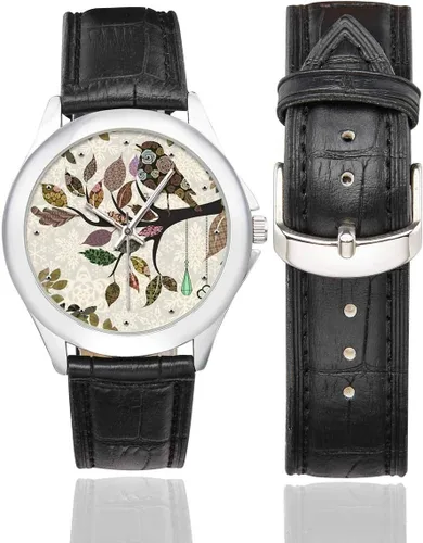 Miniatura 2 de Funny Art - Reloj de pulsera para mujer, de acero inoxidable, con correa de piel, color negro