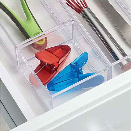 Miniatura 6 de Organizador Clarity de InterDesign para tocador, adecuado para cosméticos y productos de belleza, 8 x 12 x 2 pulgadas, transparente, Transparente, S