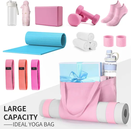 Miniatura 7 de Conjunto de bolsa de yoga Halloscume para mujeres que incluye bolsa tote para esterilla de yoga, banda de resistencia Booty, calcetines deportivos