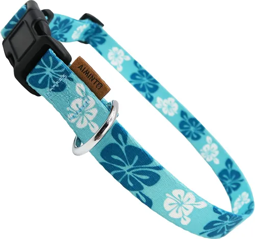 Miniatura 20 de Collar de perro, bonito patrón floral, collar suave y ajustable con hebilla de liberación rápida (S (cuello 11-18 pulgadas, ancho 5/8 pulgadas)