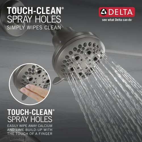 Miniatura 4 de Delta Classic 13 Series Juego de grifo de bañera y ducha de 5 configuraciones, cabezal de ducha y mango de níquel cepillado, kit de moldura