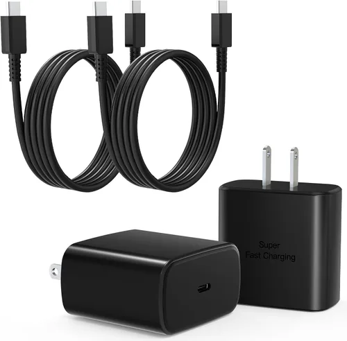 Cargador USB C súper rápido, paquete de 2 cables USBC de teléfono de 3 pies con cargador tipo C, bloques de carga rápida compatibles con Samsung