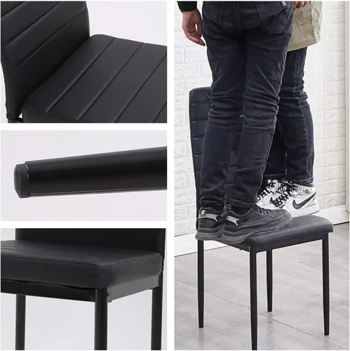 Miniatura 6 de PayLessHere Juego de mesa de comedor de 5 piezas de cocina con 4 sillas de cuero sintético con marco de metal, rectangular, moderno para espacios